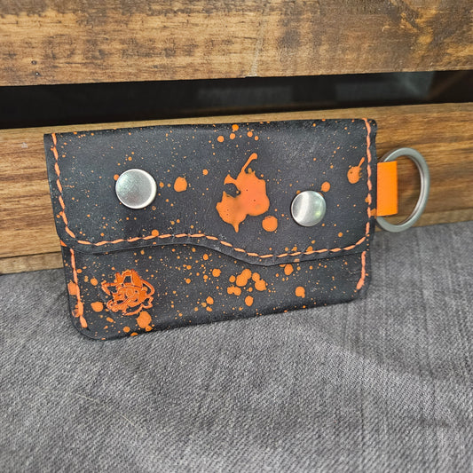 Neon Orange Splatter Keychain Wallet