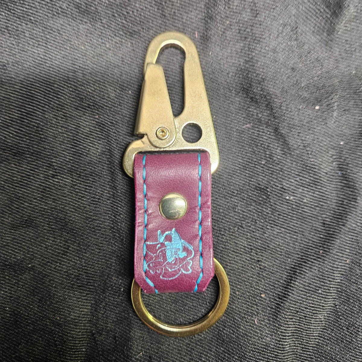 Purple w/ Brass Snap Keychain