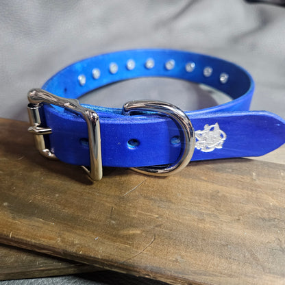 Blue w/ Nickel Spikes Pup Collar