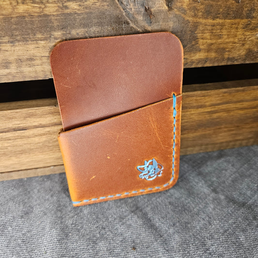 Marmalade w/ Teal Stitching Wrap Wallet