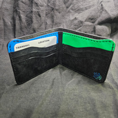 Neon Green and Blue Stripes Deluxe Bifold