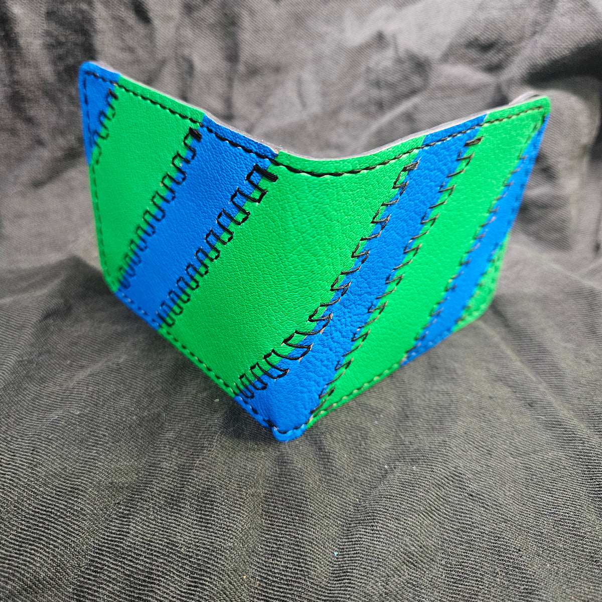 Neon Green and Blue Stripes Deluxe Bifold