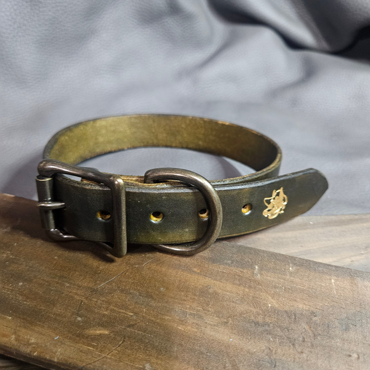 Olive Brown w/ Antique Brass Pup Collar