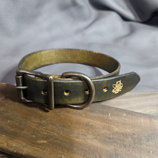 Olive Brown w/ Antique Brass Pup Collar