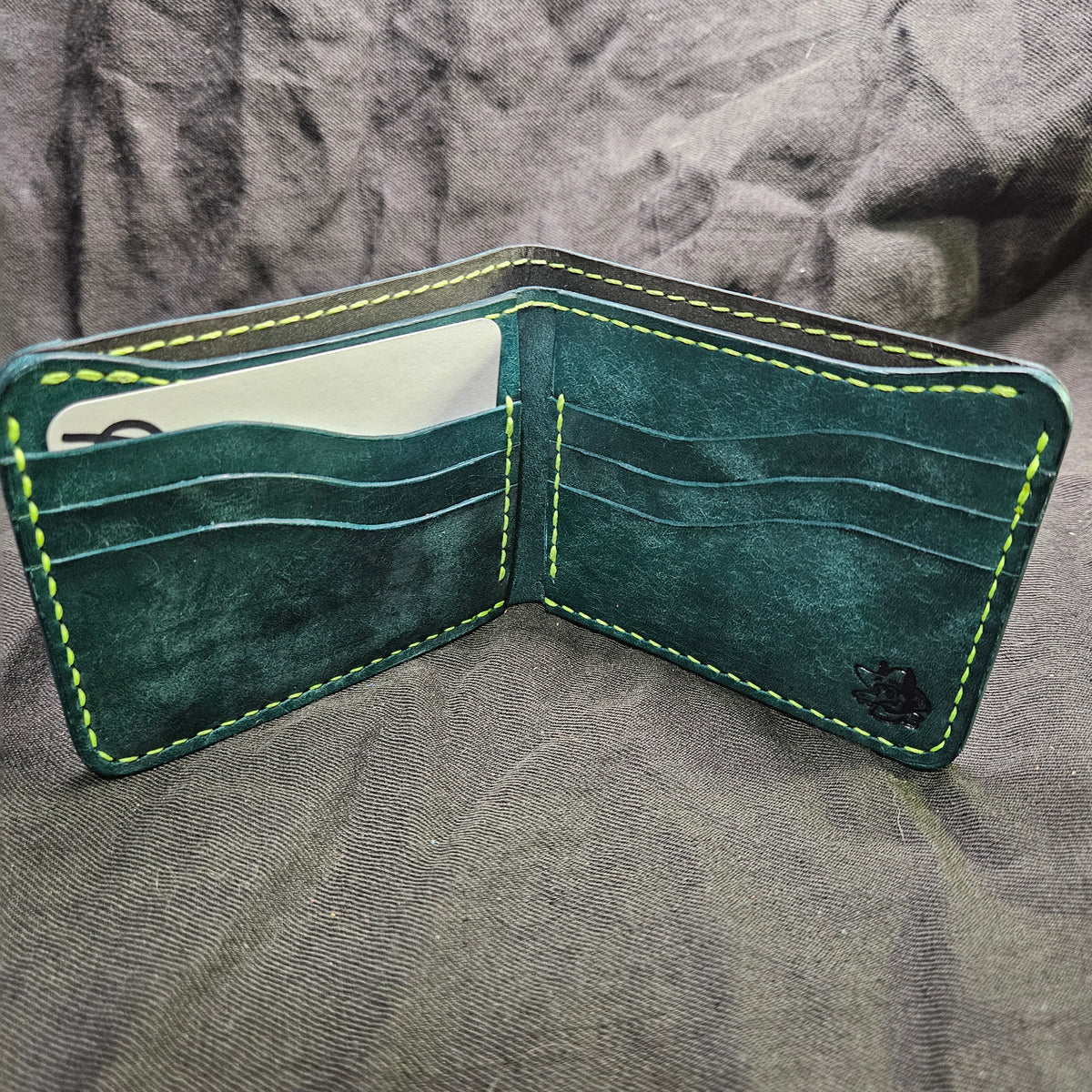 Neon Yellow & Turquoise Salmon Skin Deluxe Bifold
