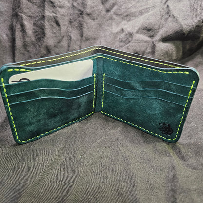 Neon Yellow & Turquoise Salmon Skin Deluxe Bifold