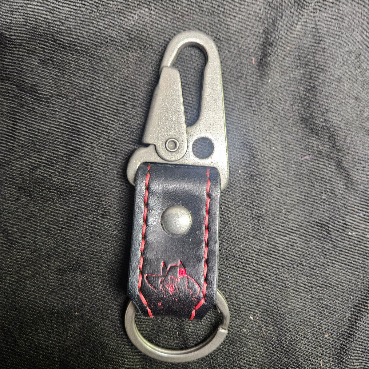 Black w/ Matte Nickel Snap Keychain