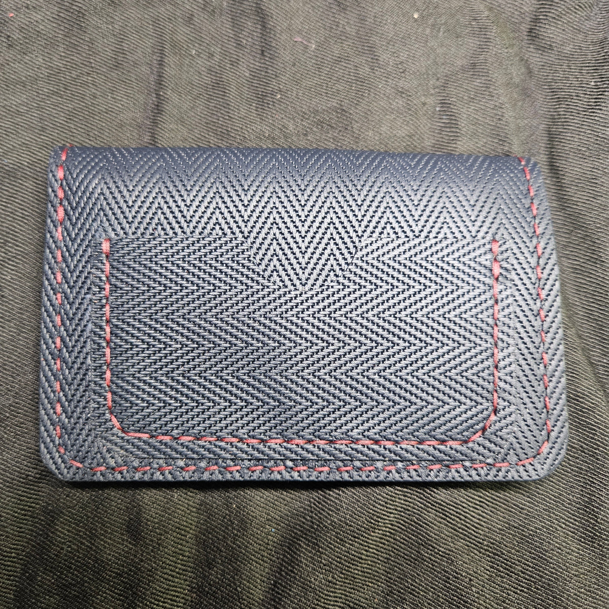 Navy Blue Herringbone Biker Wallet