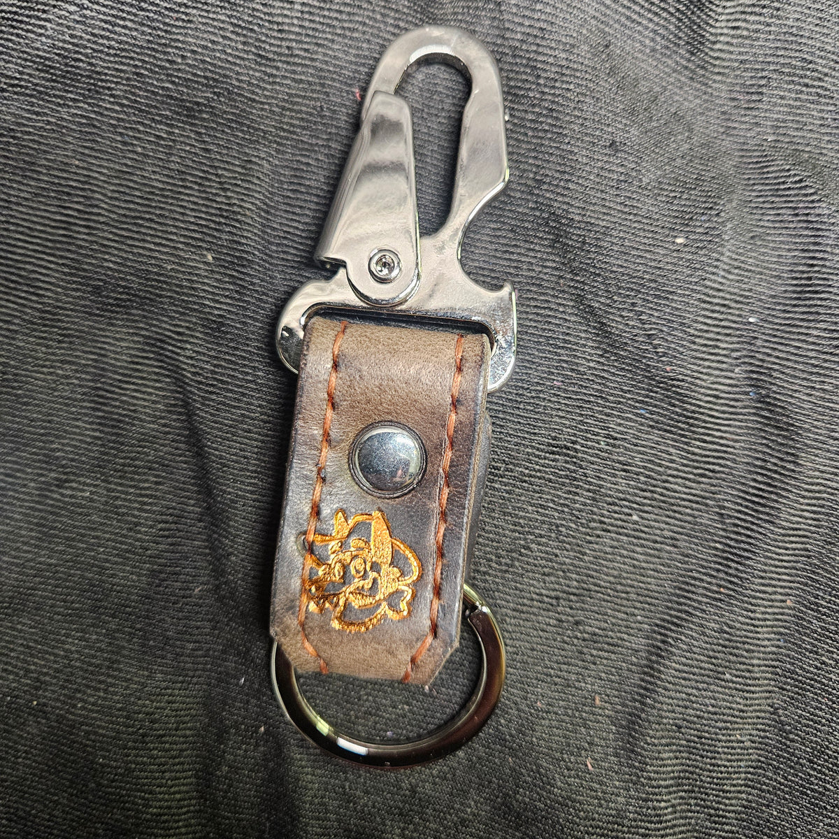 Grey w/ Nickel Snap Keychain