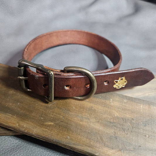 Brown w/ Antique Brass Pup Collar