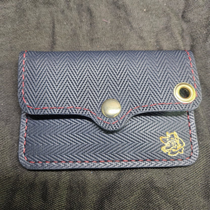 Navy Blue Herringbone Biker Wallet