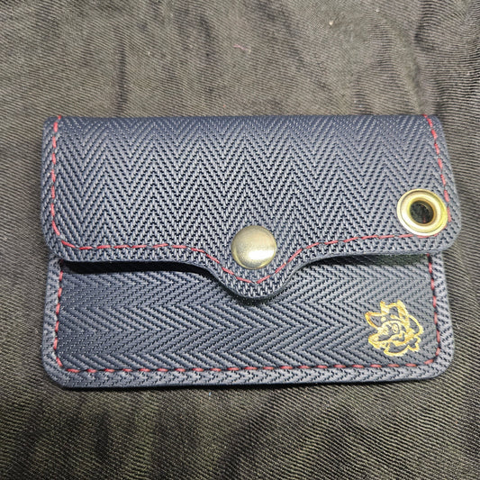 Navy Blue Herringbone Biker Wallet