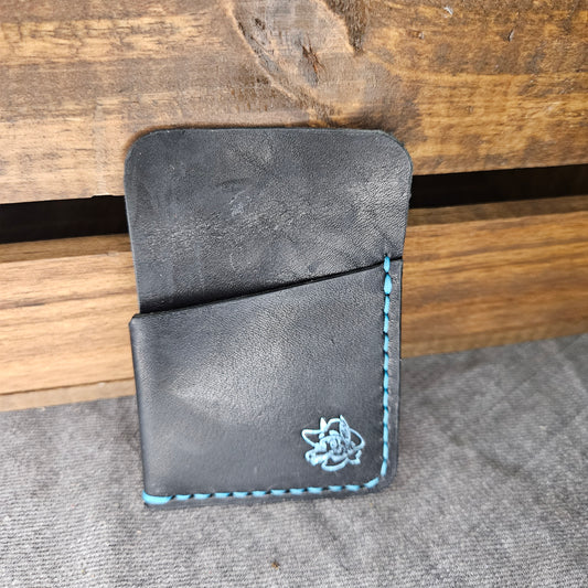 Black w/ Teal Stitching Wrap Wallet