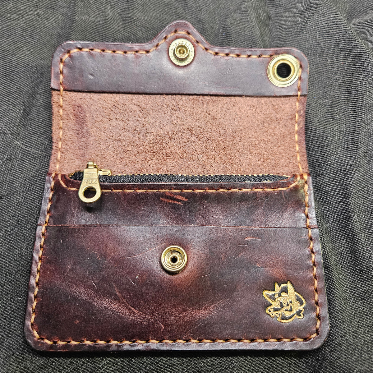 Brown w/ Tan Stitching Biker Wallet