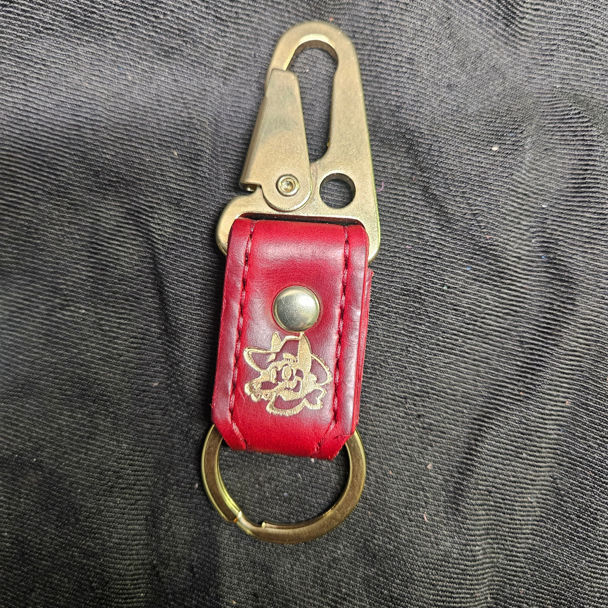 Red w/ Brass Snap Keychain