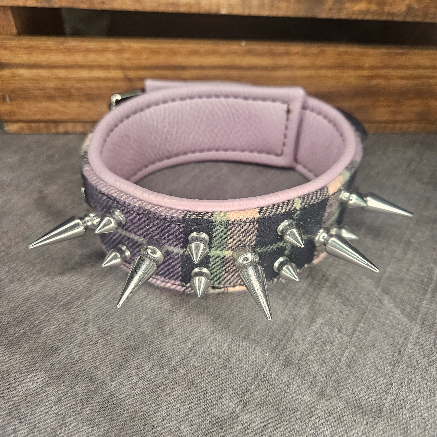 Purple Flannel w/ Spikes Collar