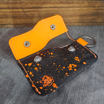 Neon Orange Splatter Keychain Wallet